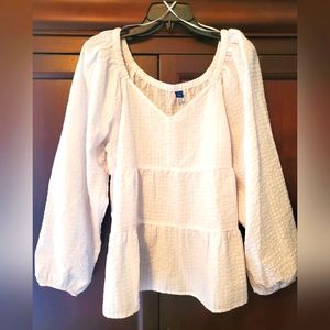 Old Navy Long Sleeve blouse, White, Large Tall, like new